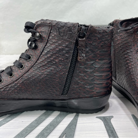 FREDA SALVADOR High Top Sneakers Sneak Burgundy Anaconda Print Women’s Size 9 M - Picture 9 of 16